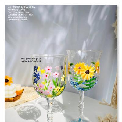 LY RƯỢU VẼ TAY HOA HƯỚNG DƯƠNG
